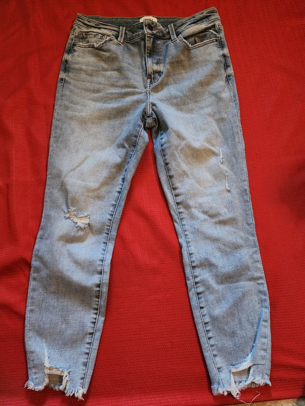 Pistola Jeans Size 30 Actual Size Medium Mid Rise Stretch Frayed Hem Distressed